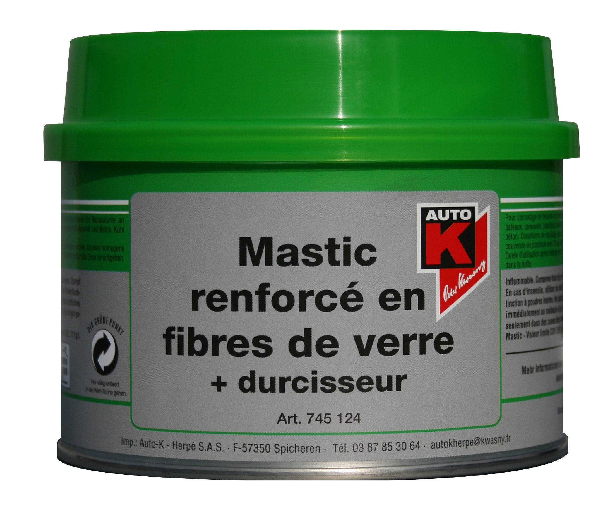 MASTIC RENFORCÉ FIBRES VERRE + Durcisseur 1KG - AUTO-K 745124